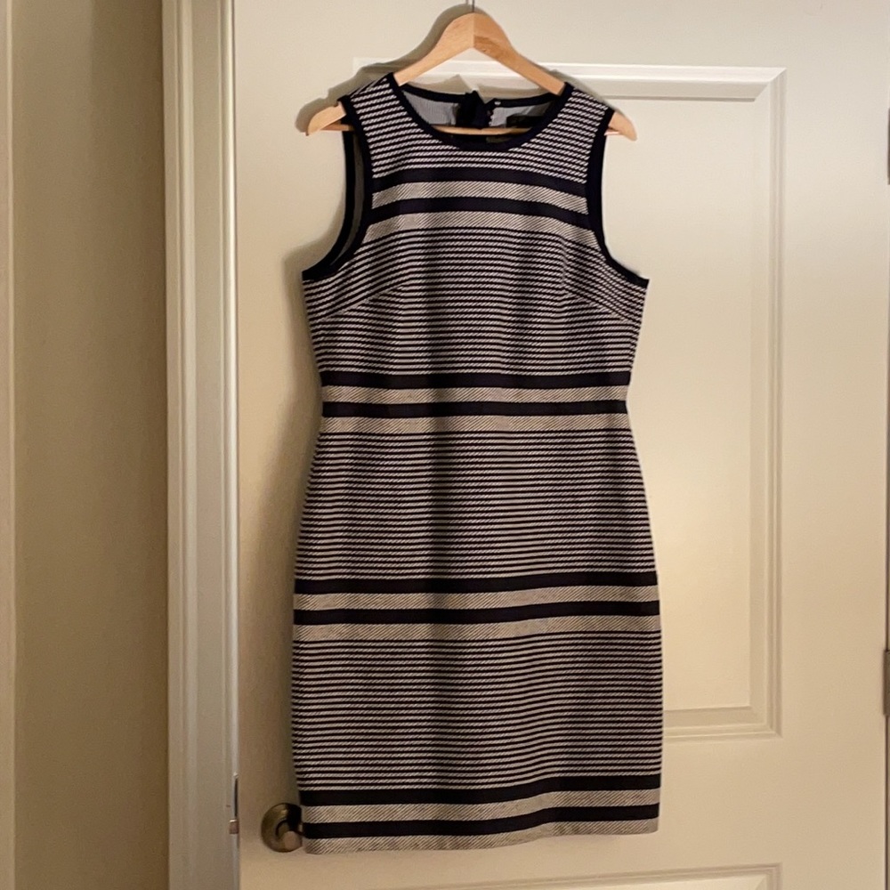 Jcrew Navy and White Striped with Knit Pattern. Back Zip and Tie at Back Neck